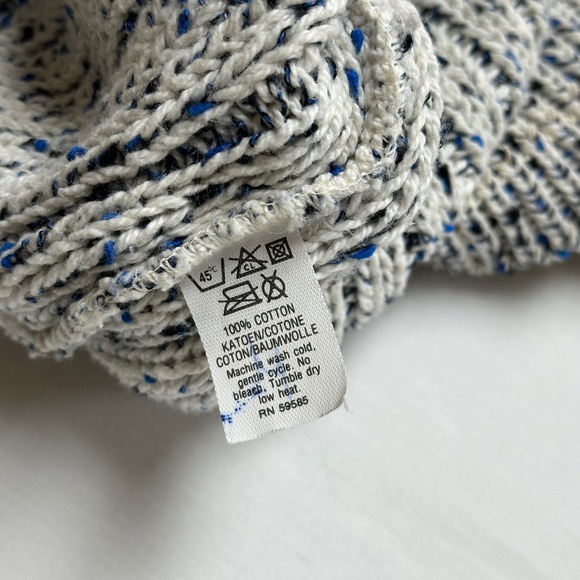 Vintage 90s Mens Textured Knit Cotton Sweater Medium Fisherman Retro Grandpa - Picture 4 of 8